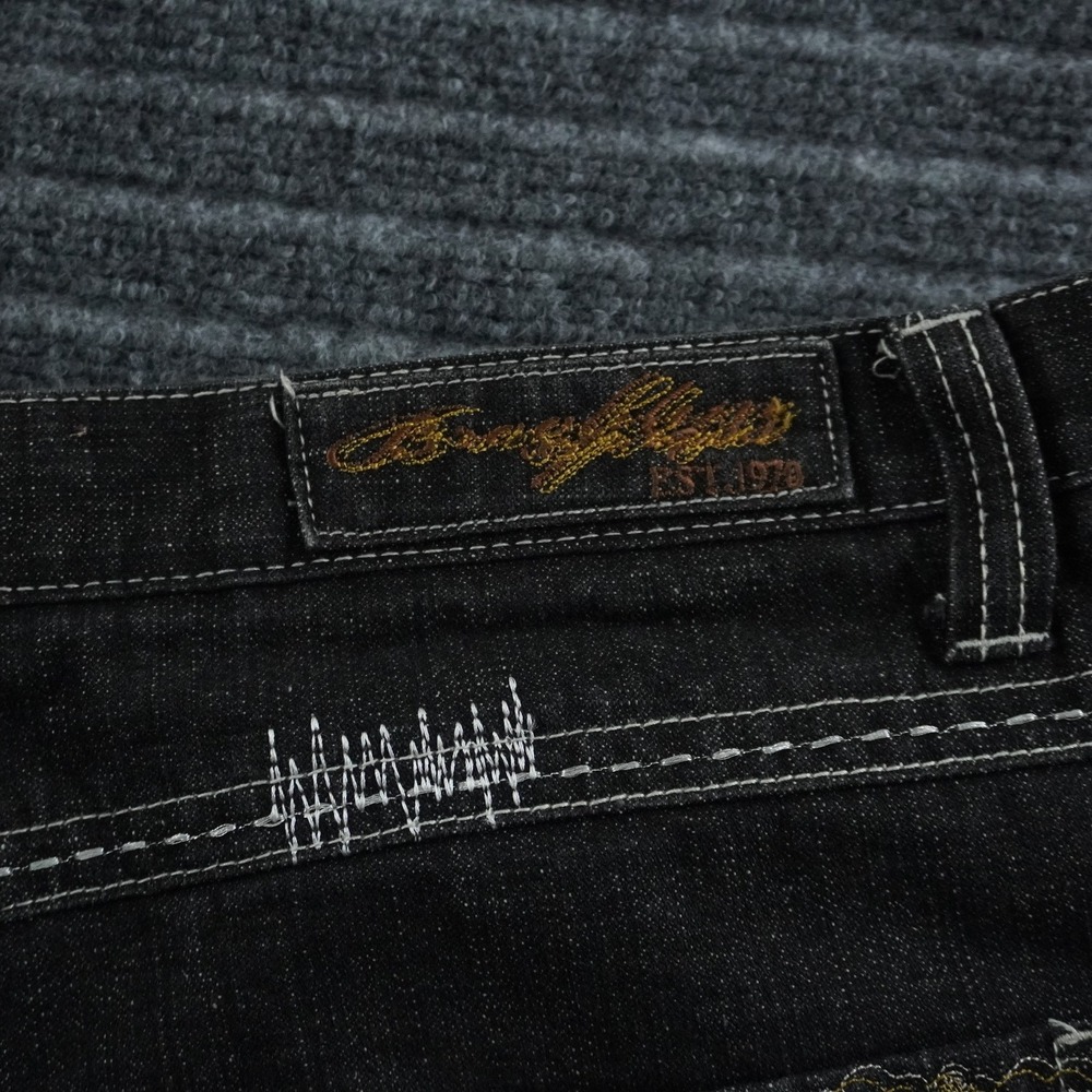Brooklyn Express Denim Shorts Mens 40 Black Dragon Embroidered Y2K Streetwear - Picture 5 of 15